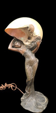 Lampada a conchiglia in bronzo P. Tereszczuk Art Nouveau