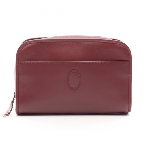 CARTIER Must Line Business Clutch bag leather Bordeaux Used Women