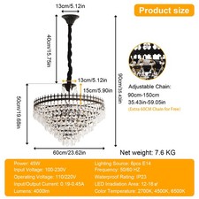 Image of Dazzling Raindrop Crystal Chandelier Vintage Bronze Ceiling Hang Pendant Lights
