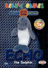 Ty Beanie Babies Cards Series 2 Blue Birthday "Echo the Dolphin"