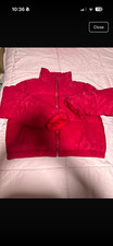 Womens Red Padded Puffer Jacket Short Nylon Full Zip Long Sleeve Size L