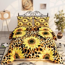 Sunflower Comforter Sets for Kids Adults,3D Pattern with Bright Yellow Colors...