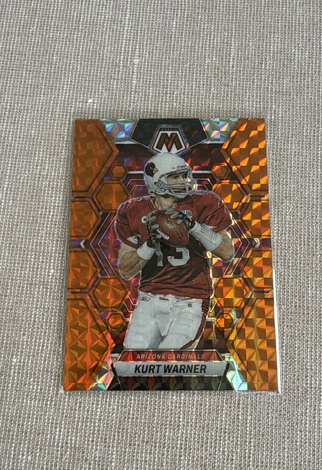 2023 Panini Mosaic - Kurt Warner #5 Orange Fluorescent Mosaic Prizm /25