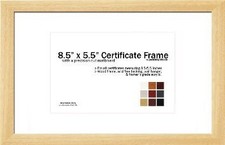 8.5" x 5.5" Matted Certificate Frame - 5.5x8.5 Wood Frame - Holds any document m