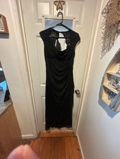 Xscape by Joanna Chen Black Lace Overlay Ruched Evening Gown Size 6