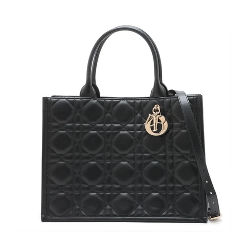Sac fourre tout Christian Dior Macrocanage Book cuir moyen 2 voies noir