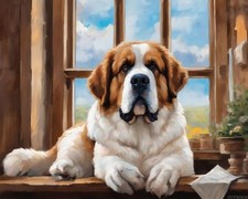 DIY Paint by Numbers Kit for Adults, Saint Bernard Dog, Unleash Your Creativi...