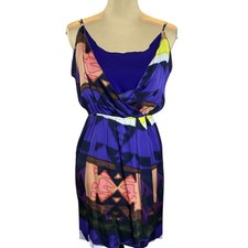Alice + Olivia Silk Mini Dress Sz M colorful Rave Artsy Club fairy grunge