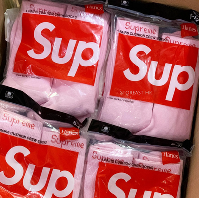 Supreme Hanes Pink Crew Socks 4 Pack Size 6-12 Soft Cotton