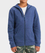 NEW Cat  Jack Toddler Boys' Fleece Zip-Up Hooded Sweatshirt Navy Size 2T