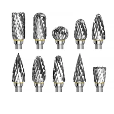 Tungsten Carbide Rotary Burr Bit Set 1/8" Cutting Carving Burrs for Dremel Tool