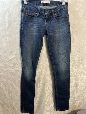 Levi 524 Jeans Womens 0 24x32 Low Rise Blue Medium/Dark Wash Denim Too Superlow
