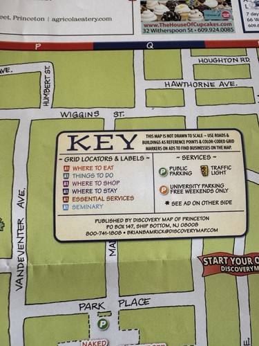 Princeton New Jersey Tourist Discovery Map~ 2014-2015 ~ 22” X 17” - Picture 2 of 8