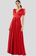 Ieena For Mac Duggal 26606 Puff Sleeve Satin A-Line Gown-Size 16 FLJK 1150 B