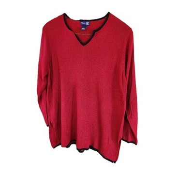 Comfy Venezia Jeans Clothing Co. Burgundy Stetchy Sweater Black Trim 18/20 