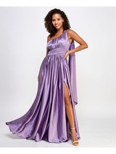 SPEECHLESS Womens Purple Cascading Sweep Hi-slit Lined Dress Juniors 3
