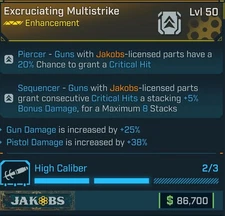 Borderlands 4  🌟 EXCRUTIATING MULTISTRIKE 🌟 JAKOBS ENHANCEMENT 🌟PISTOL DMG🌟