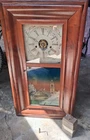 Antique Ogee Weight Driven 8 Day Mantle Clock Brass Movement, w/ Key