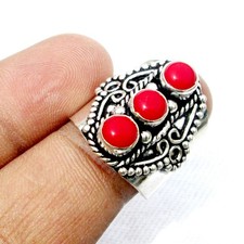 Red Coral Gemstone Handmade Ring Jewelry Gift Jewelry SR 001