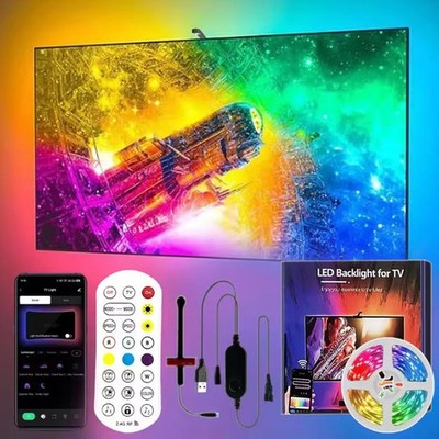 USB RGBIC LED Ambient Hintergrundbeleuchtung 5050 RGB TV Sync Lichtleiste App 5V