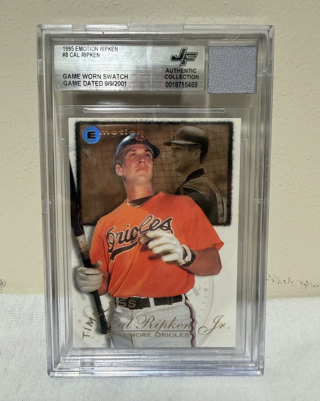 Fleer 1995 Emotion Timeless Cal Ripken Jr. Game Worn Swatch #8 BGS