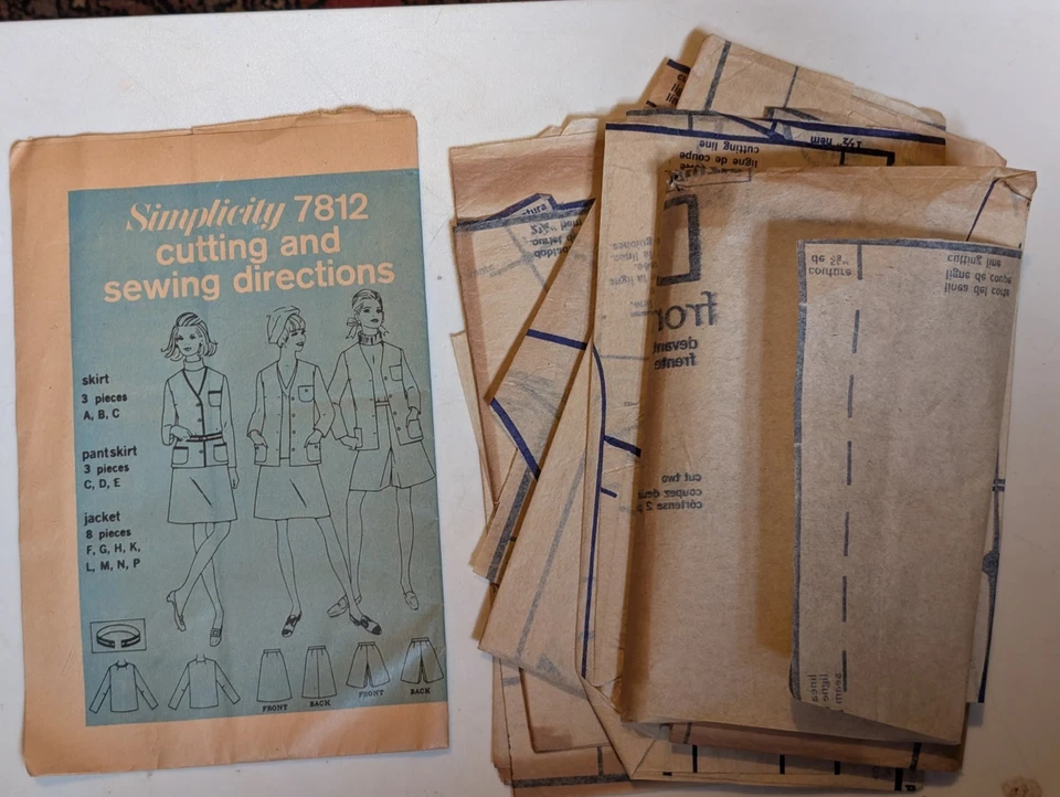 Falda/Culottes/Ablazer Simplicity 7812 Talla 16 Años 60 Vintage Patrón de Costura Foto 4 de 4