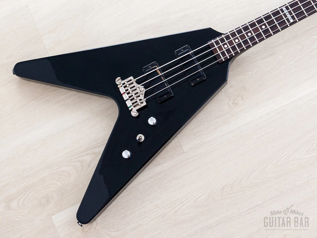 2002 Greco GVB-90 Flying V Bass Neck Through Real Black w/ Mini