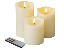 Flameless LED Candles, Light ALED Light 3 Pack Earm White Plus Real Wax