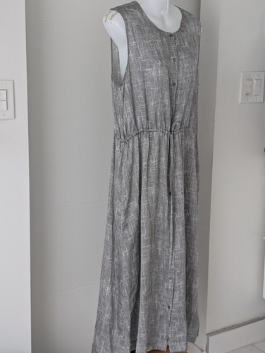 Eileen Fisher NWOT gray silver sleeveless buttoned front dress M/L - Picture 8 of 12