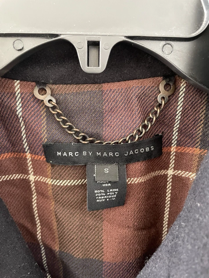 Chaquetón Marc By Marc Jacobs Doble Pecho Forrado a Cuadros Lana Talla Pequeña Foto 3 de 4