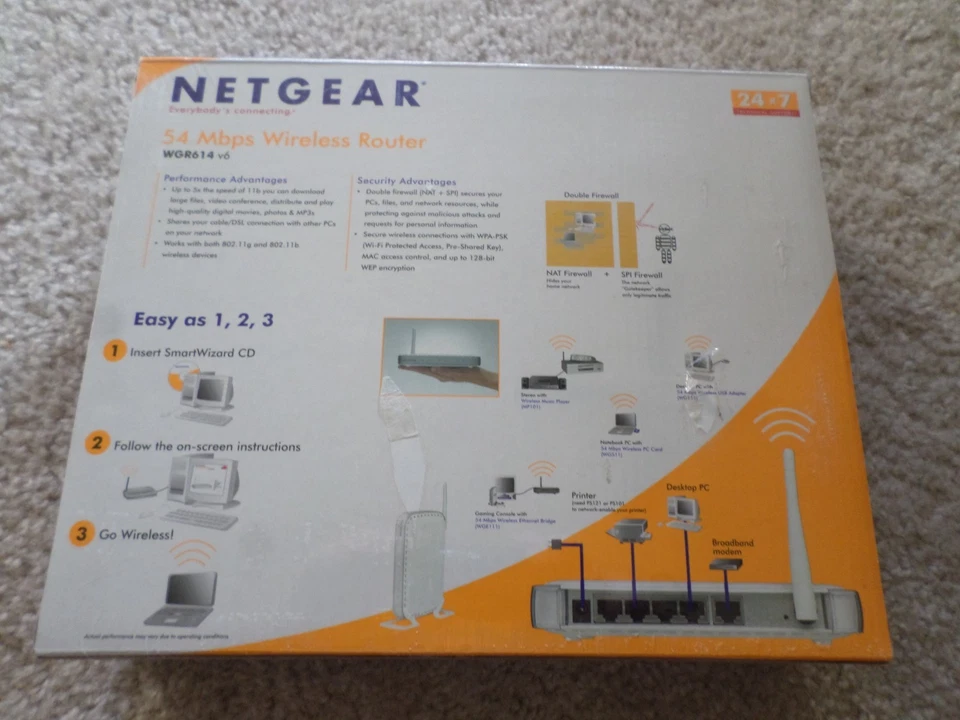 Netgear WGR614 54 Mbps 4-Port 10/100 Wireless G Router (WGR614NA) - Image 3 of 4