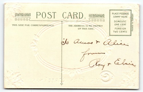 Christmas Postcard John Winsch Horses Carriage Embossed Germany Vintage 1910 - Picture 2 of 2