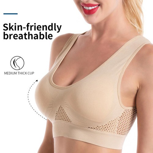 Plus Size Wireless Seamless Sports Bras Shockproof Yoga Singlet Padded Underwear - Picture 4 of 17