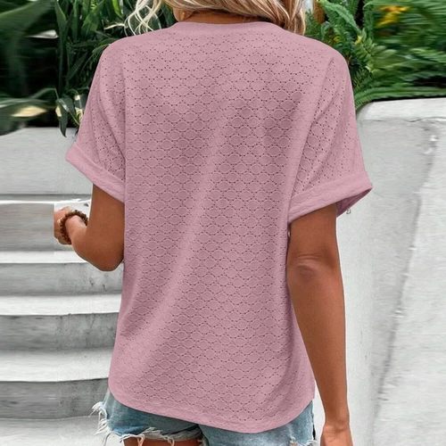 New Womens V-Neck Tops Summer Short Sleeve Blouse Casual Loose Tee T Shirt Plus - Bild 9 von 25