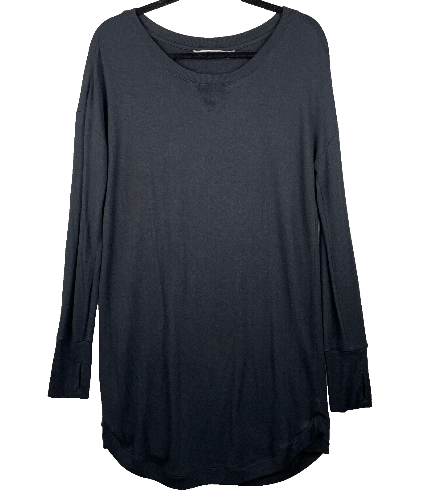 Athleta Sweatshirt Dress Womens Medium Black Athleisure Activewear Thumb Holes