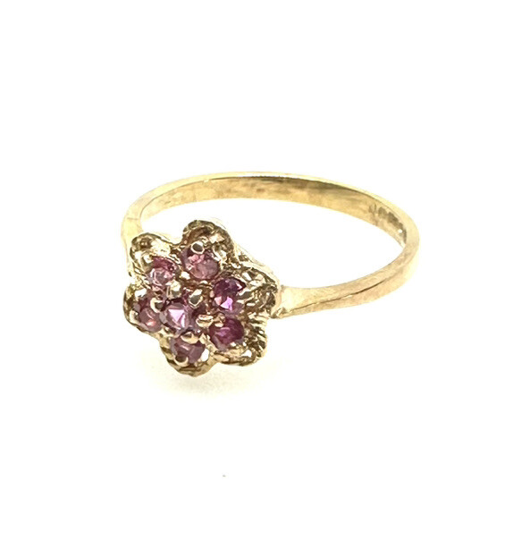 9ct Gold Ruby Ring Yellow Gold Ruby Ring Ruby Flo… - image 4