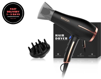 Secador Iónico con Difusor, Secador de Pelo Profesional de Bajo