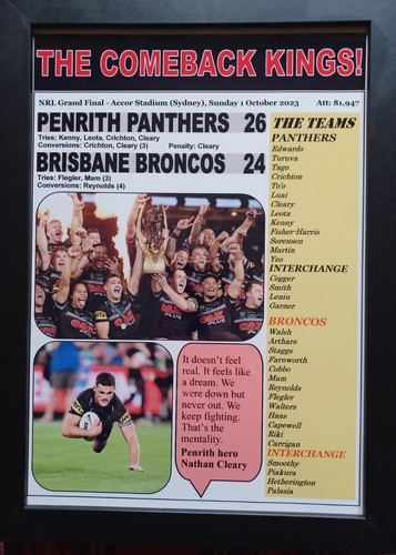 Penrith Panthers 26 Brisbane Broncos 24 - 2023 NRL Grand Final - souvenir print - Picture 3 of 5