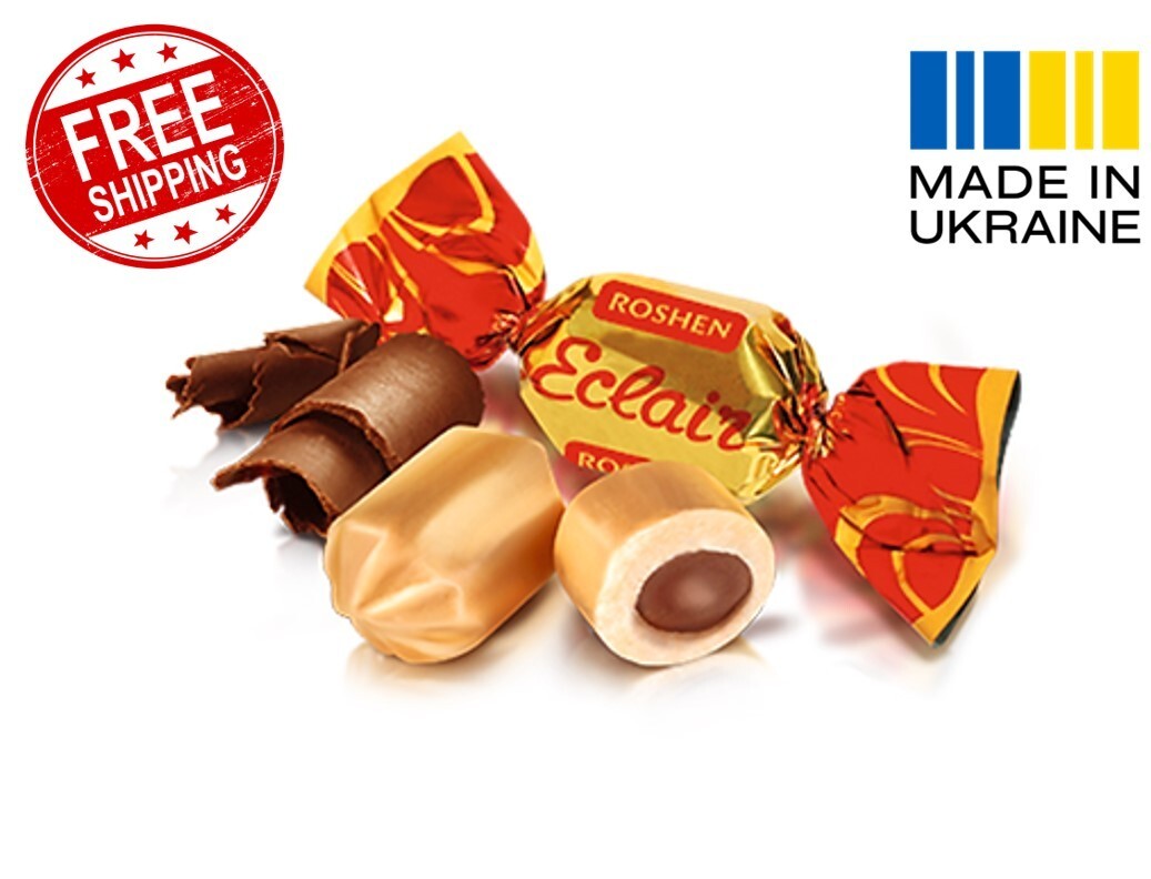 Roshen Eclair Leche Caramelo Chocolate Relleno Caramelo | Dulces Ucranianos