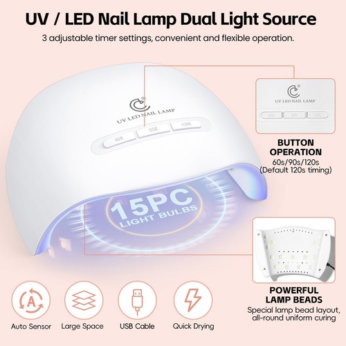 Full Gel Nail Polish Kit UV Nail Lamp Soak off Gel Nail Starter Kit Manicure Gel - Picture 3 of 13