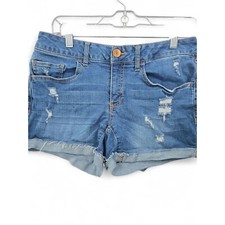 SO Shortie Denim Shorts Distressed Cuffed Hem Casual Blue Jean Size 9