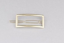 Gold rectangle barrette outline shape metal hair clip barrette gold shiny clip
