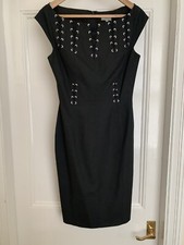 Karen Millen Ladies Black Dress Evening/Party Size 10 Mid Length Sculpted