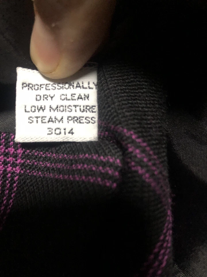 Chaqueta Blazer Vintage Gianni Academia Púrpura Rayas Cuadros 100% Lana Talla 14 EE. UU.  Foto 3 de 4
