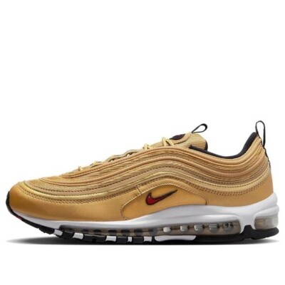 Men Nike Air Max 97 OG Running Shoes Size Metallic Gold Red