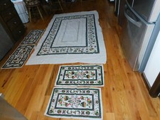 Parisian Prints Tablecloth + 4 Matching Towels Vintage Rooster Heart Folk Art