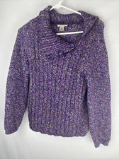 CHRISTOPHER & BANKS Women's Small Purple Knit Shawl Collar Pullover Sweater