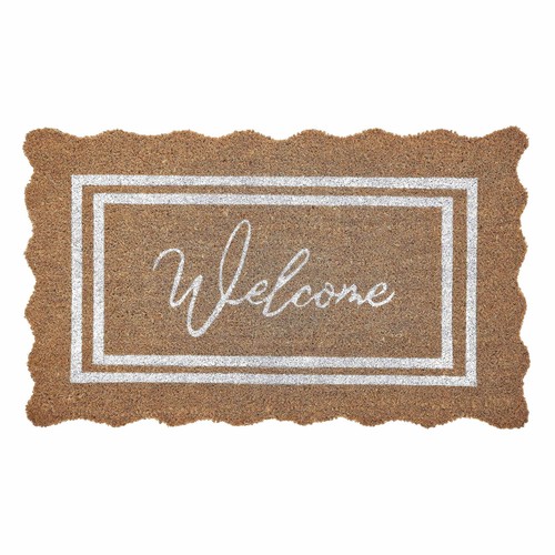 My Texas House Welcome Natural Scalloped Border Outdoor Doormat, 30" x 48",Brown