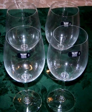 4 New With Sticker 9.5 Inch Tall Reidel Fine Crystal Wine Stems