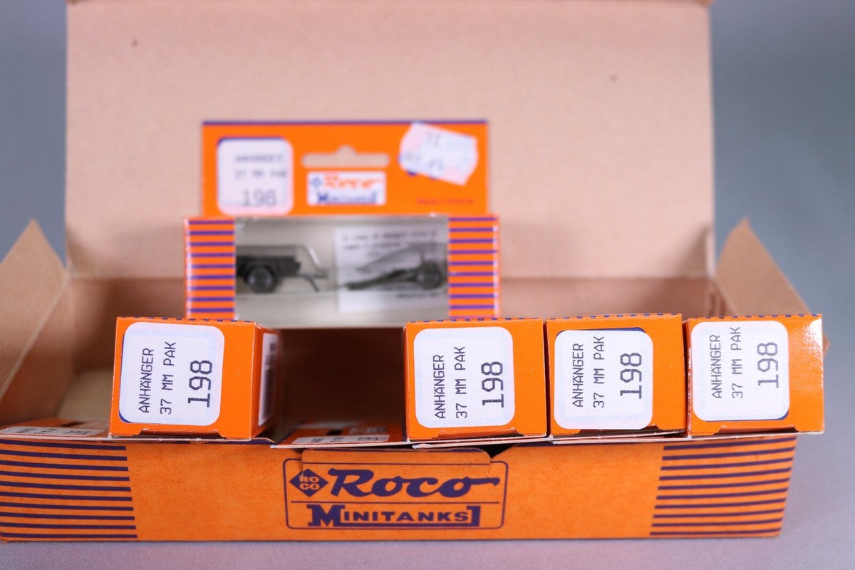 LE3988 ROCO MINITANKS 198 Ho 1/87 Boite revendeur 5 Anhanger 37 mm pak